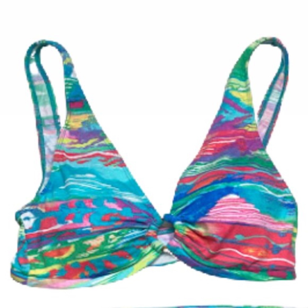 Women's Ralph Lauren Ikat Striped Ring Bikini Top Top, NWT, size 10